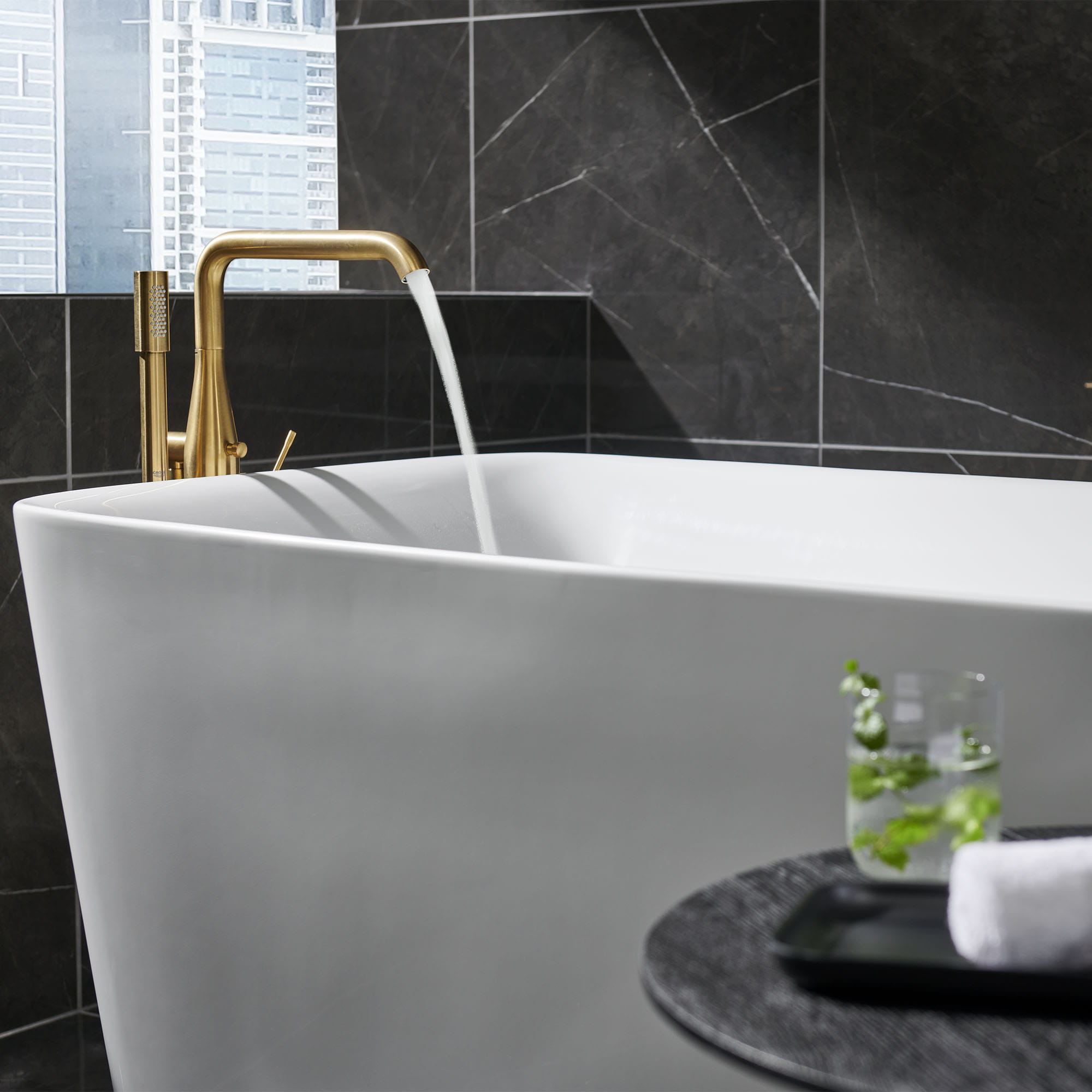 Single-Handle Freestanding Tub Faucet with 1.75 GPM Hand Shower